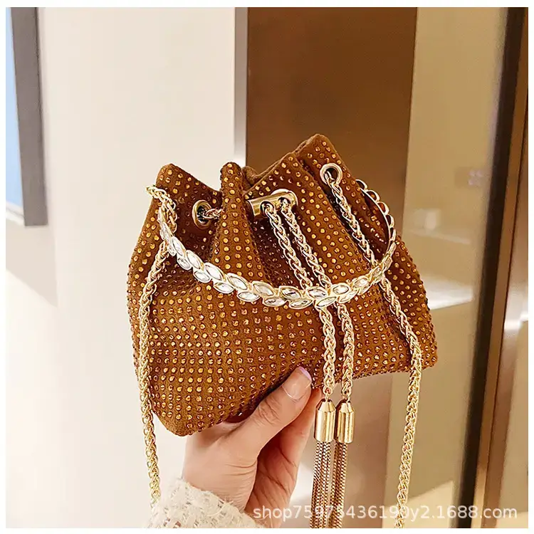 Pink Knitted Chain Bucket Bag for Women — feature 31