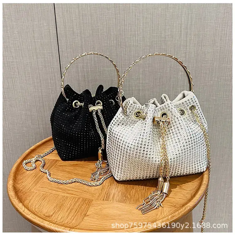 Pink Knitted Chain Bucket Bag for Women — feature 36