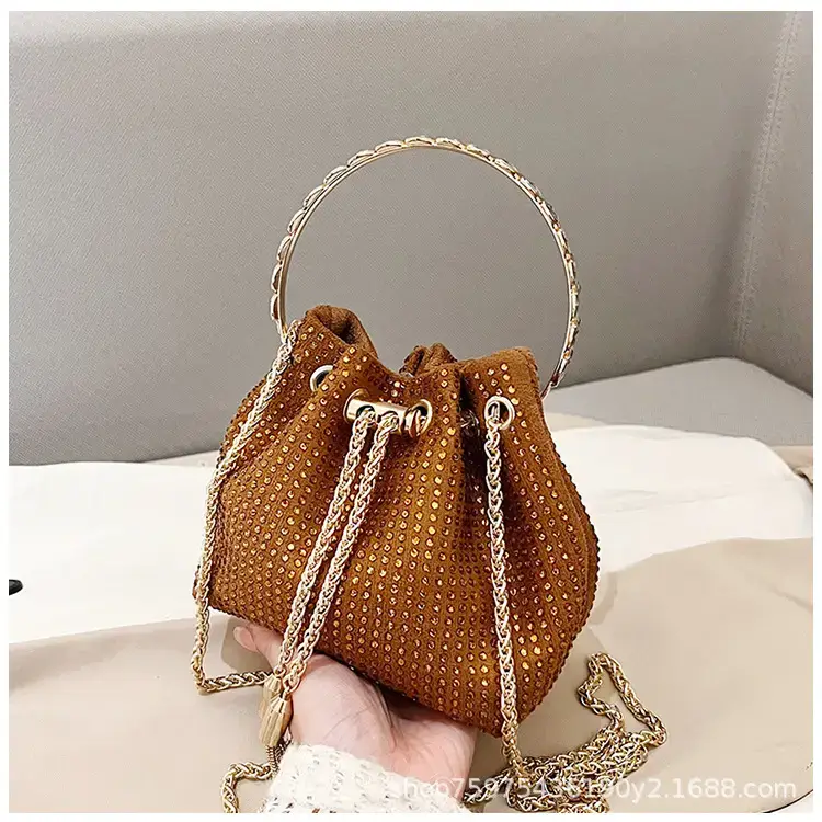 Pink Knitted Chain Bucket Bag for Women — feature 37