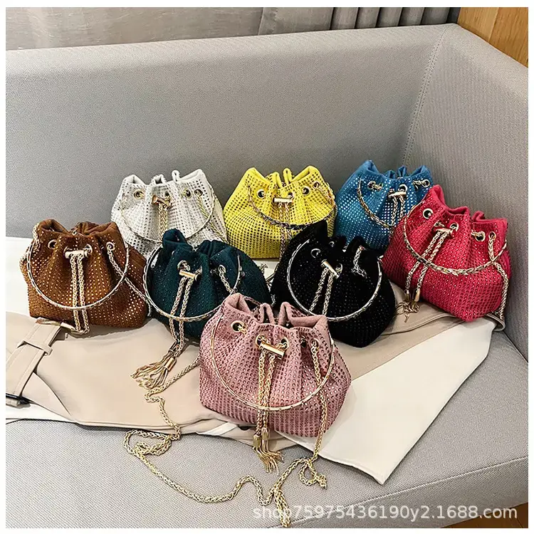 Pink Knitted Chain Bucket Bag for Women — feature 40
