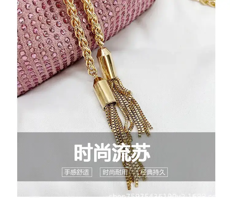 Pink Knitted Chain Bucket Bag for Women — feature 8