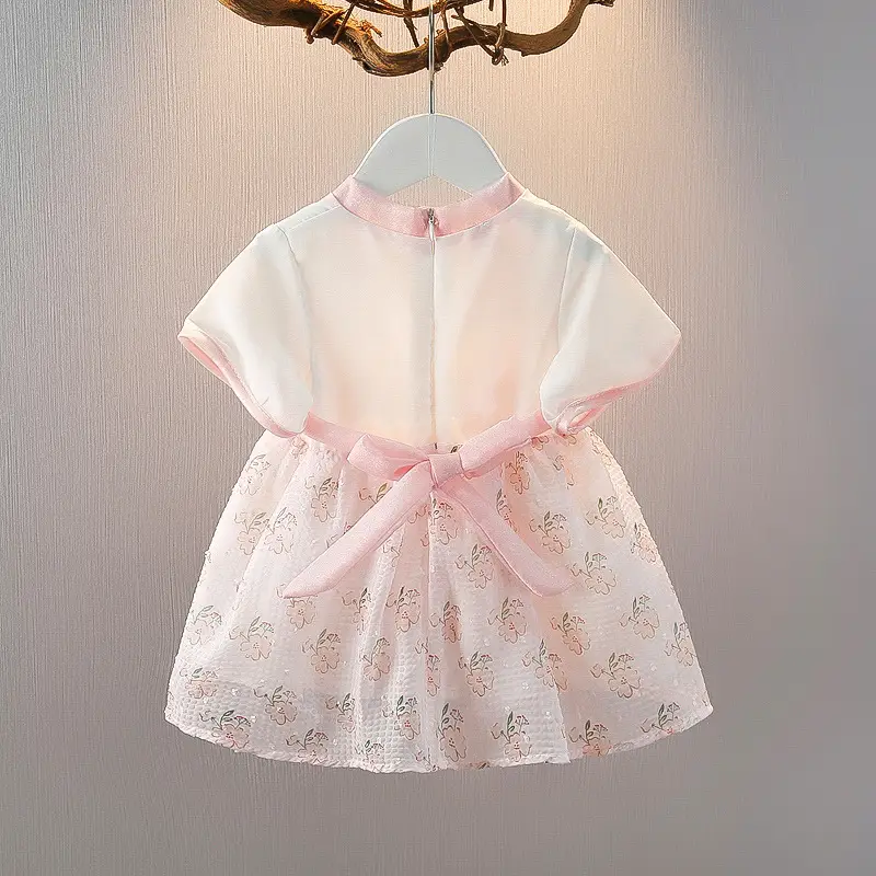Girls' Pink Hanfu Embroidered Skirt Dress - Image 3