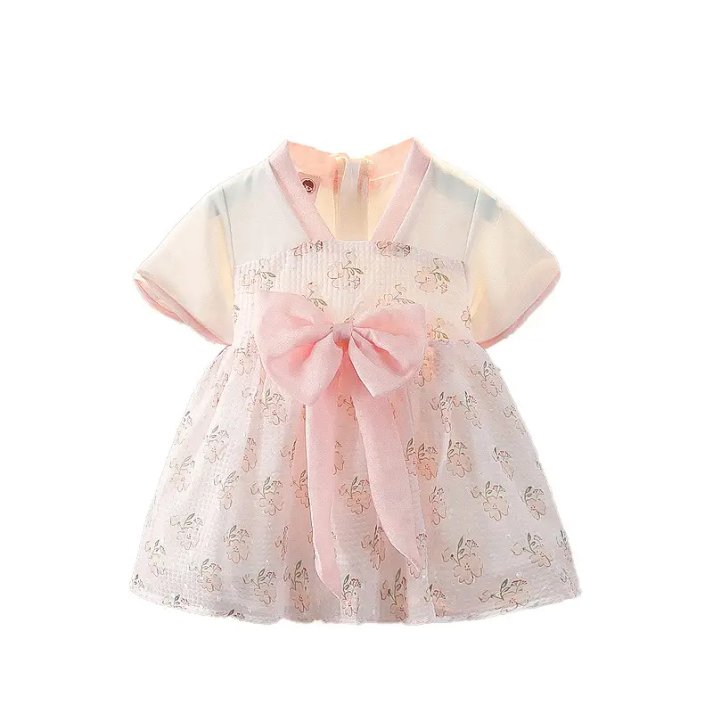 Girls' Pink Hanfu Embroidered Skirt Dress - Image 5
