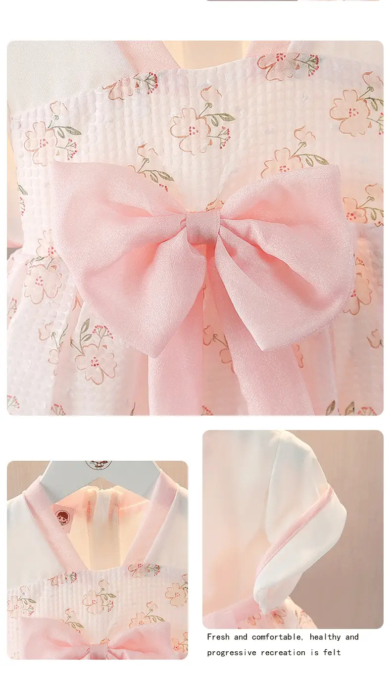 Girls' Pink Hanfu Embroidered Skirt Dress — feature 10