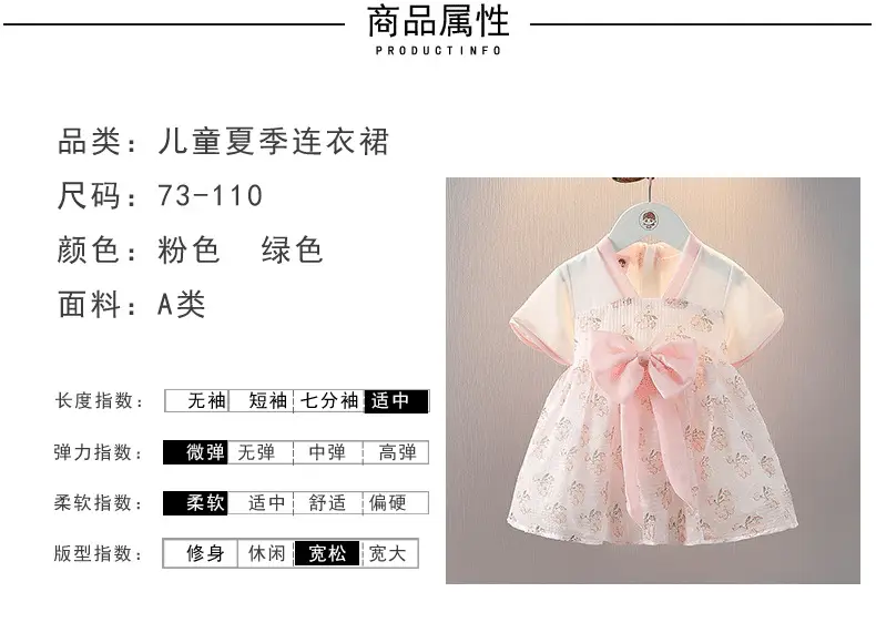 Girls' Pink Hanfu Embroidered Skirt Dress — feature 3