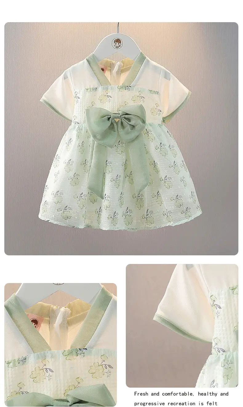 Girls' Pink Hanfu Embroidered Skirt Dress — feature 8