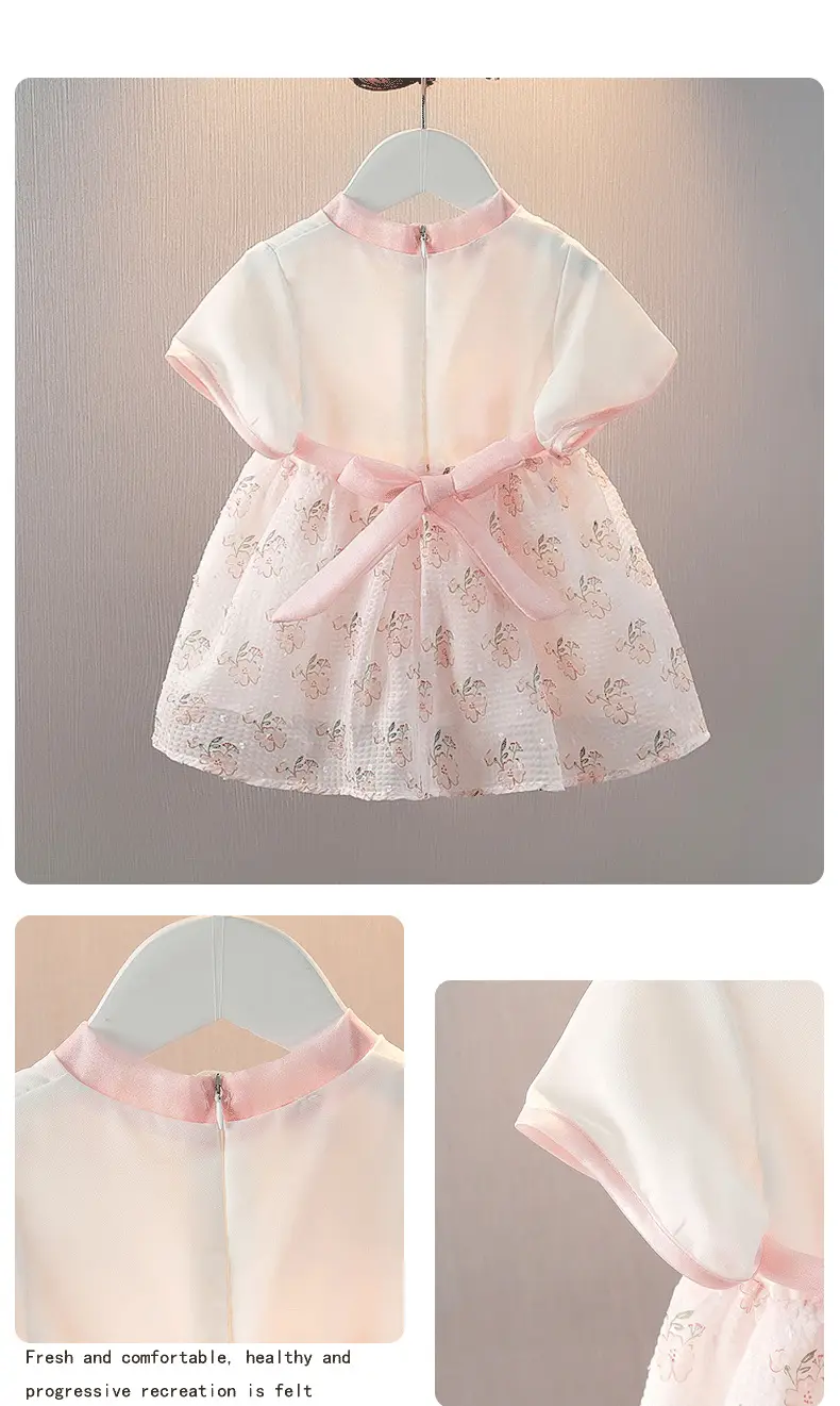 Girls' Pink Hanfu Embroidered Skirt Dress — feature 9