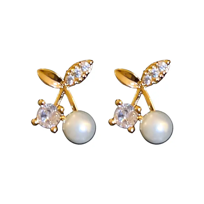 Silver Pearl Earrings with Zircon Flower Design - Image 6
