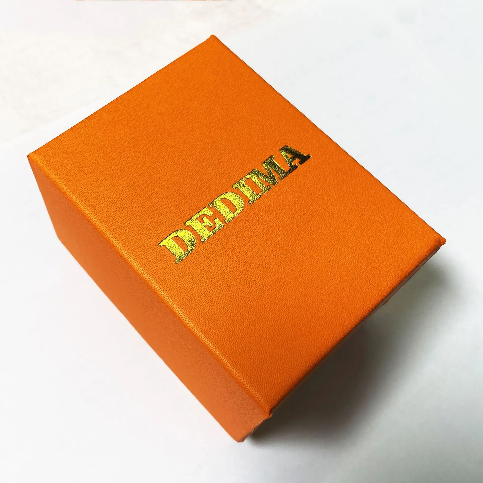 Orange Gold Stamped Square Watch for Men - Image 5