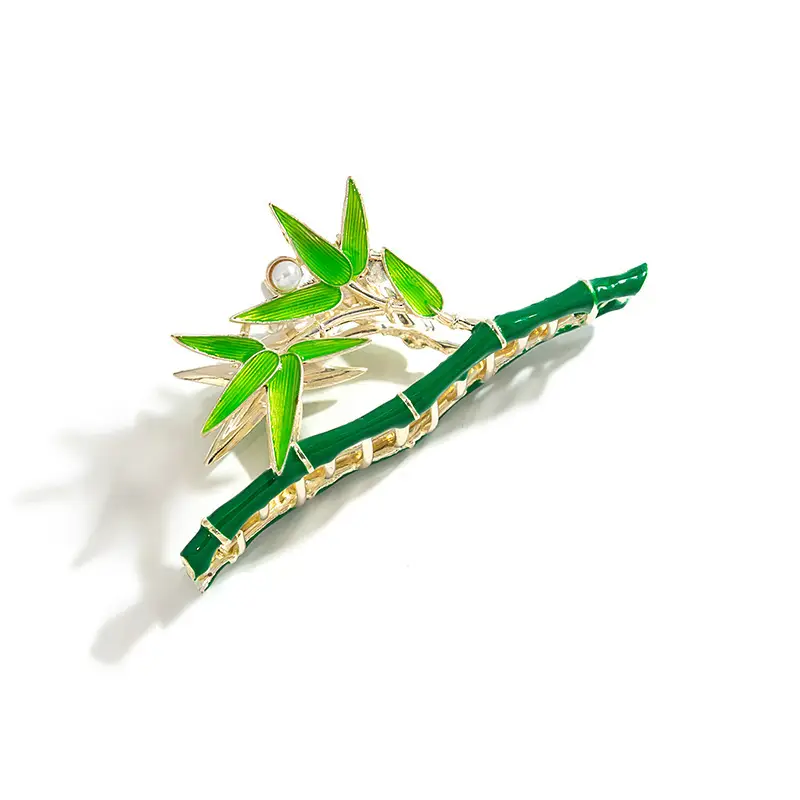 Golden Tulip Hairpin with Green Leaf Design - Image 10