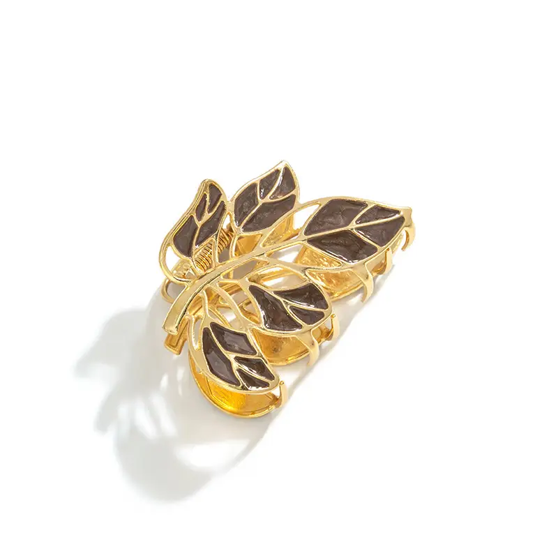 Golden Tulip Hairpin with Green Leaf Design - Image 16