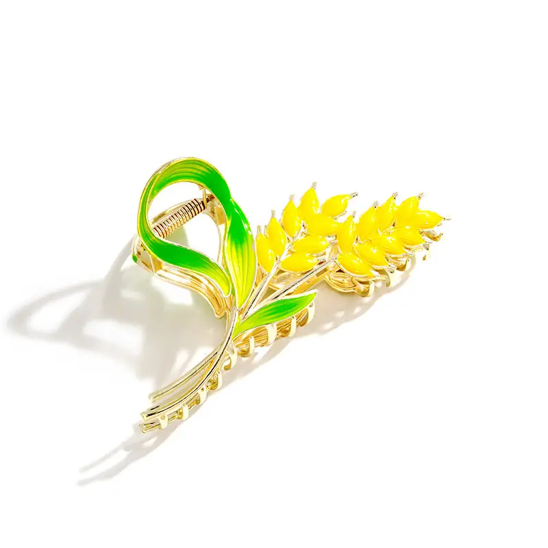 Golden Tulip Hairpin with Green Leaf Design - Image 6