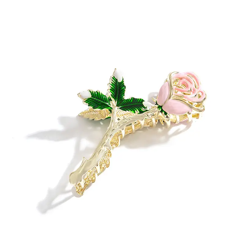 Golden Tulip Hairpin with Green Leaf Design - Image 7