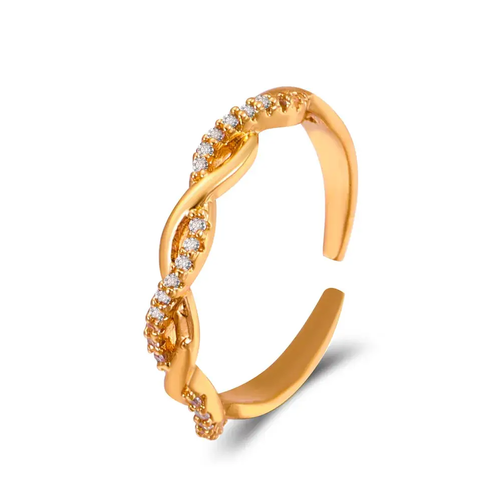 Golden Zircon Twist Ring for Women