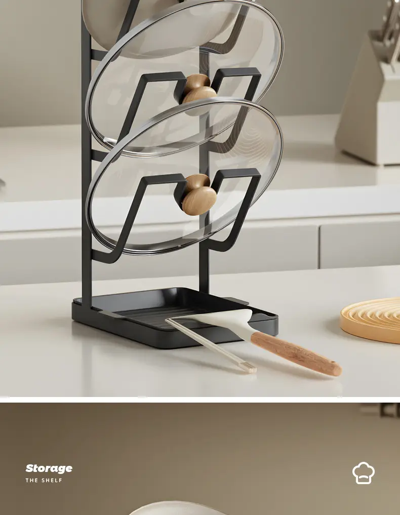 Multi-Functional Kitchen Pot Cover Rack with Drainage — feature 19