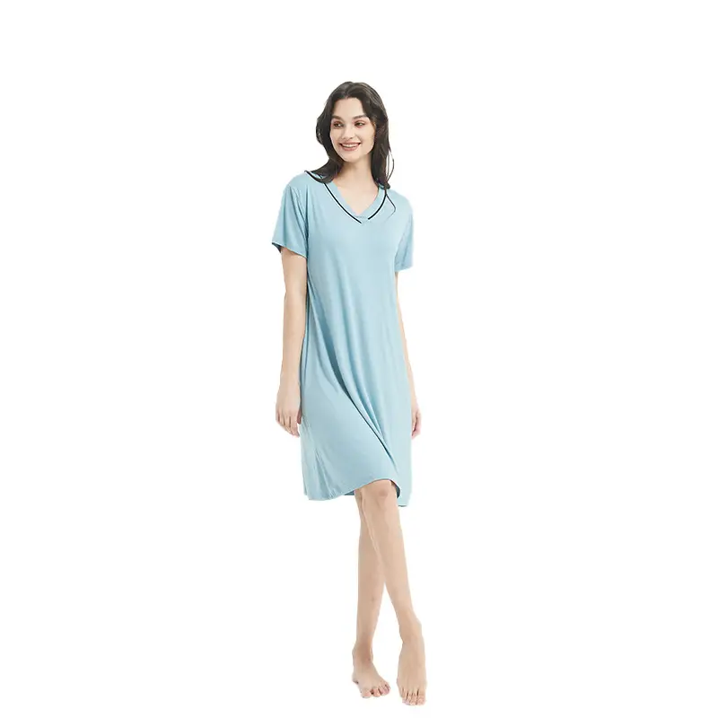 Women's Pink Short Sleeve Nightgown with Chest Pad - Image 4