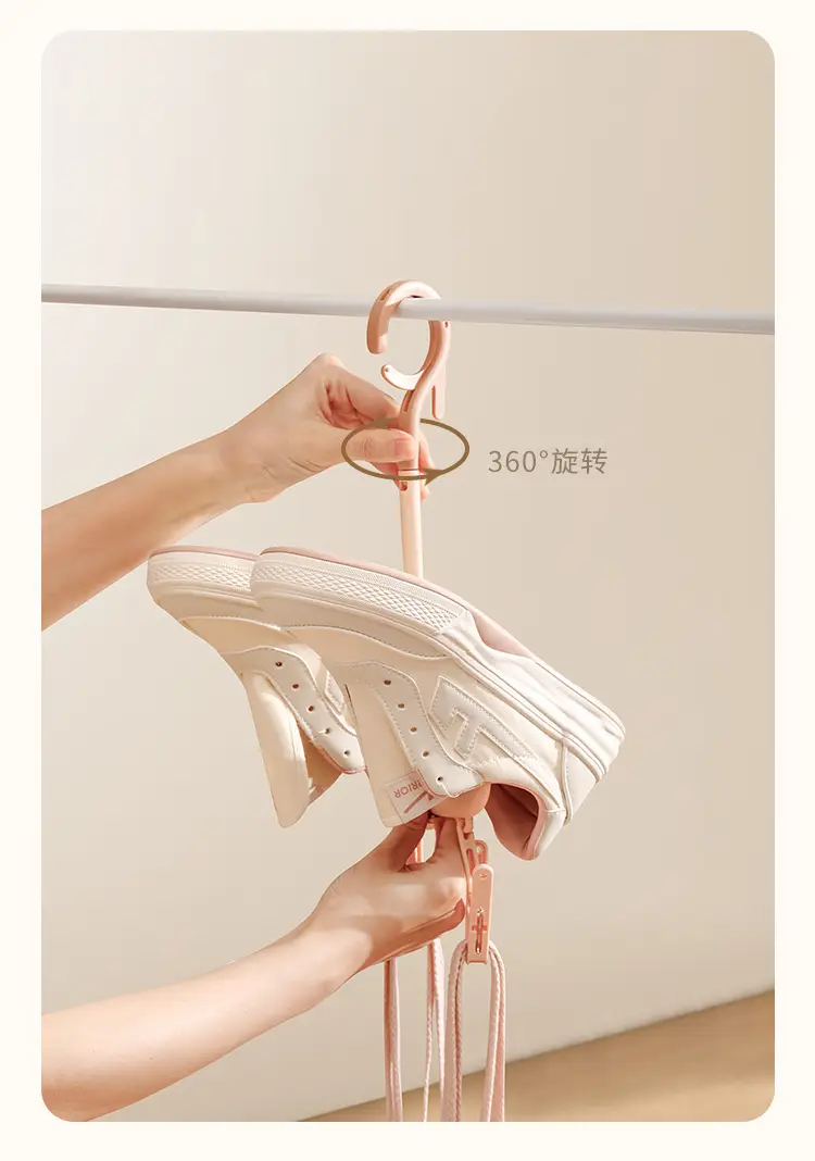 Pink Rotating Shoe Drying Rack for Home & Outdoor Use — feature 5