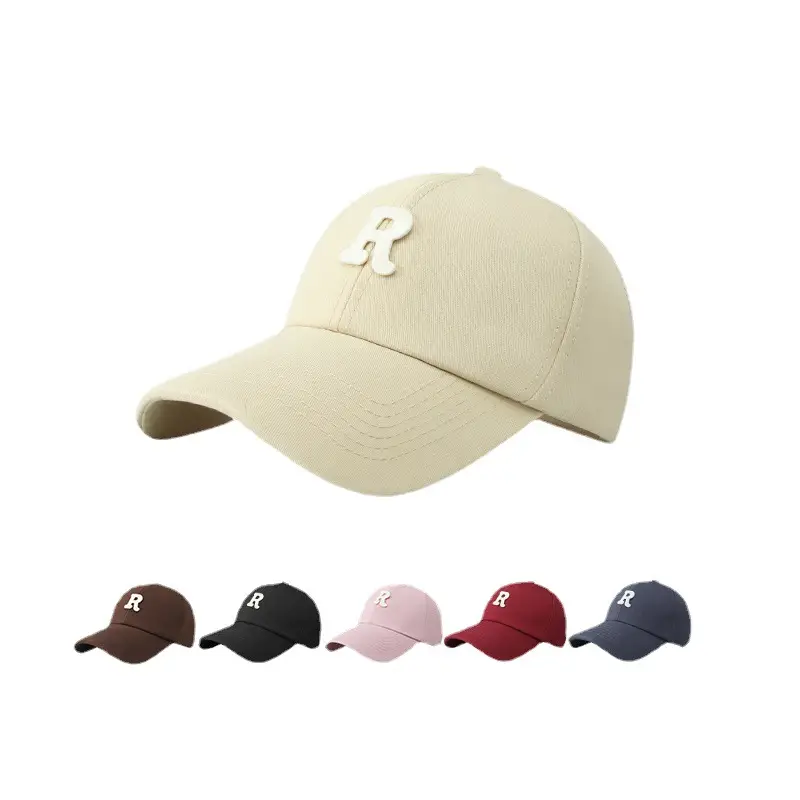 Women's Beige R Letter Baseball Cap All Colors - Image 10