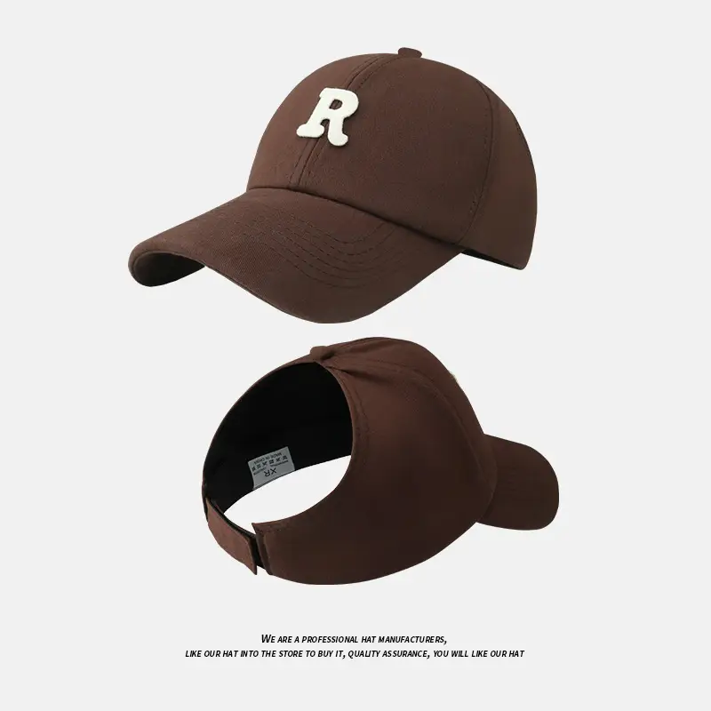Women's Beige R Letter Baseball Cap All Colors - Image 6