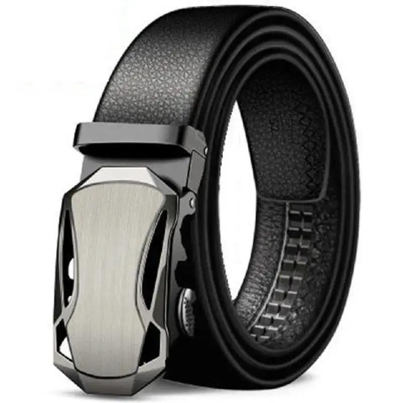 Men's Black Leather Belt with Automatic Buckle - Image 7