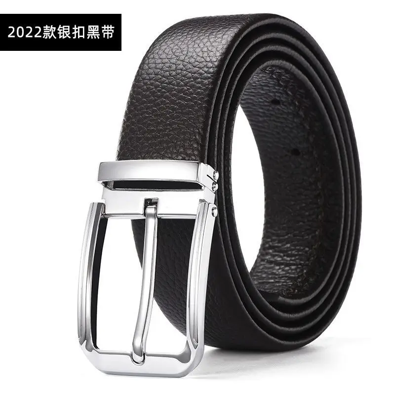 Men's Black Leather Belt Lychee Pattern