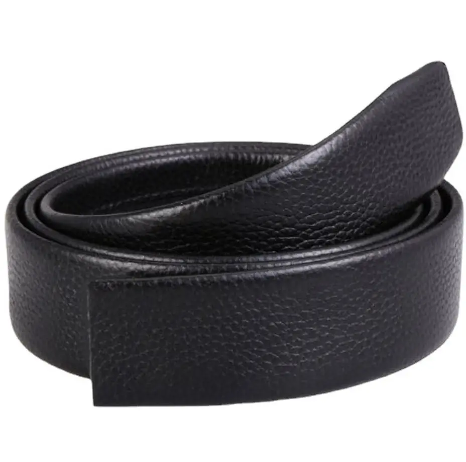 Men's Black Leather Belt Lychee Pattern