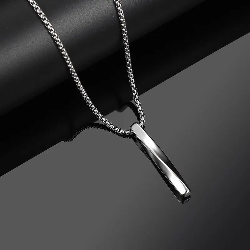 Men's Black Titanium Steel Pendant Necklace 6mm