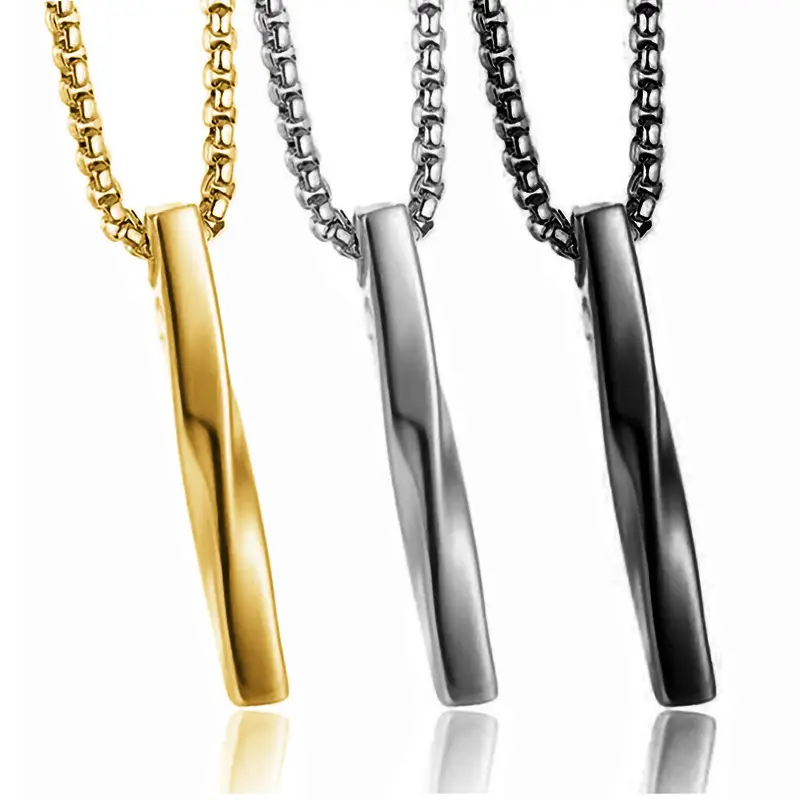 Men's Black Titanium Steel Pendant Necklace 6mm