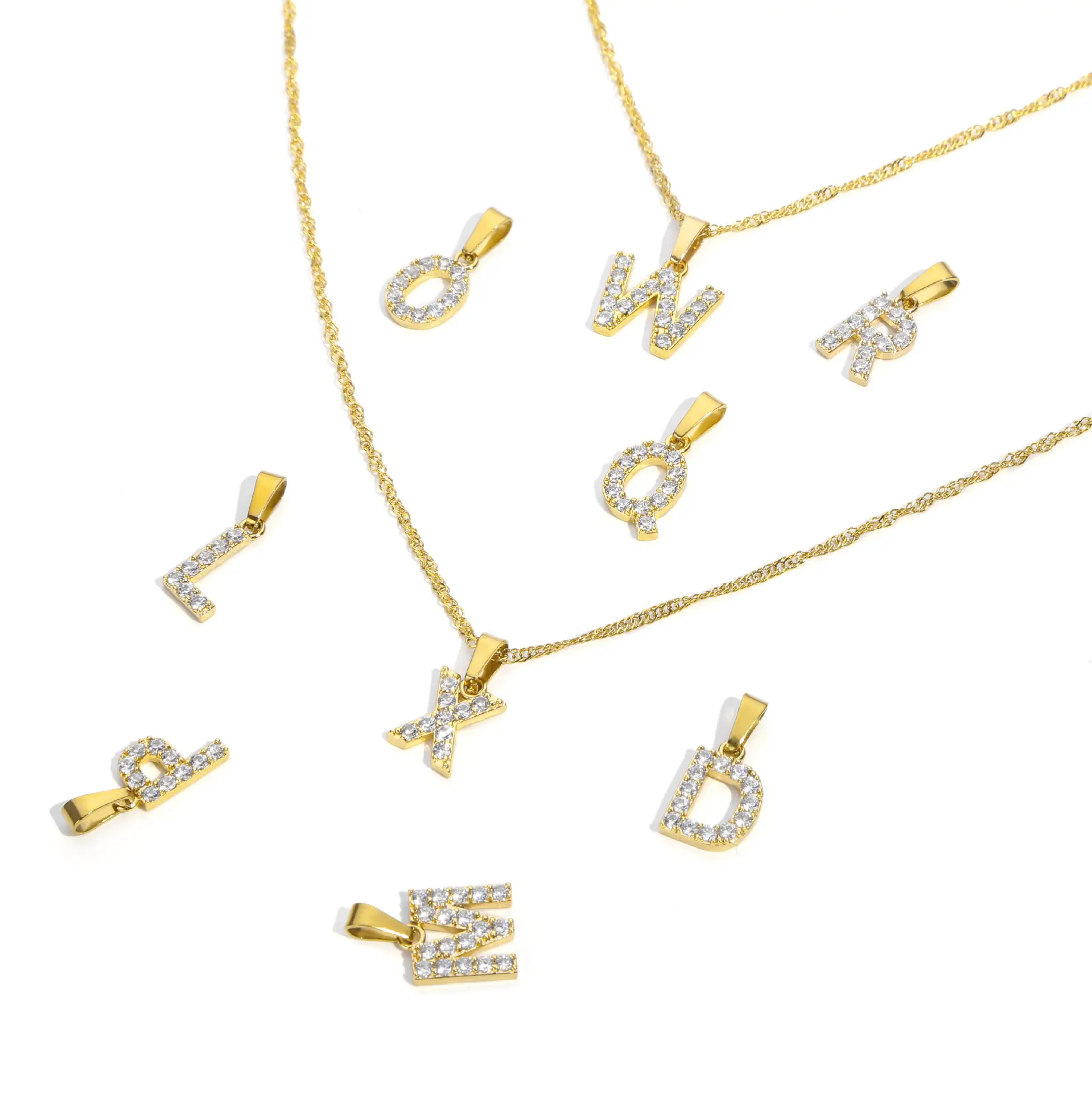 Stainless Steel Zircon Water Wave Necklace 40mm - Image 51