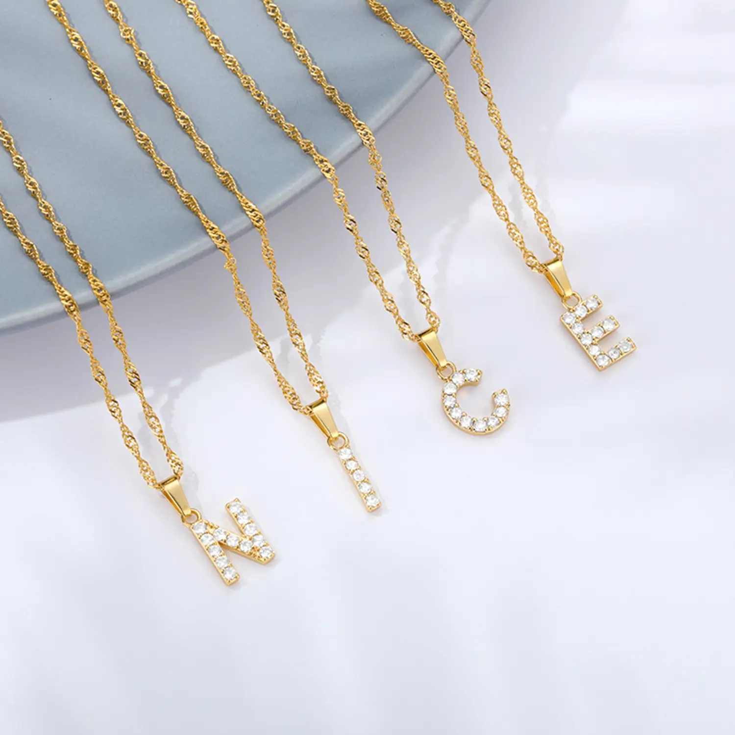 Stainless Steel Zircon Water Wave Necklace 40mm — feature 11