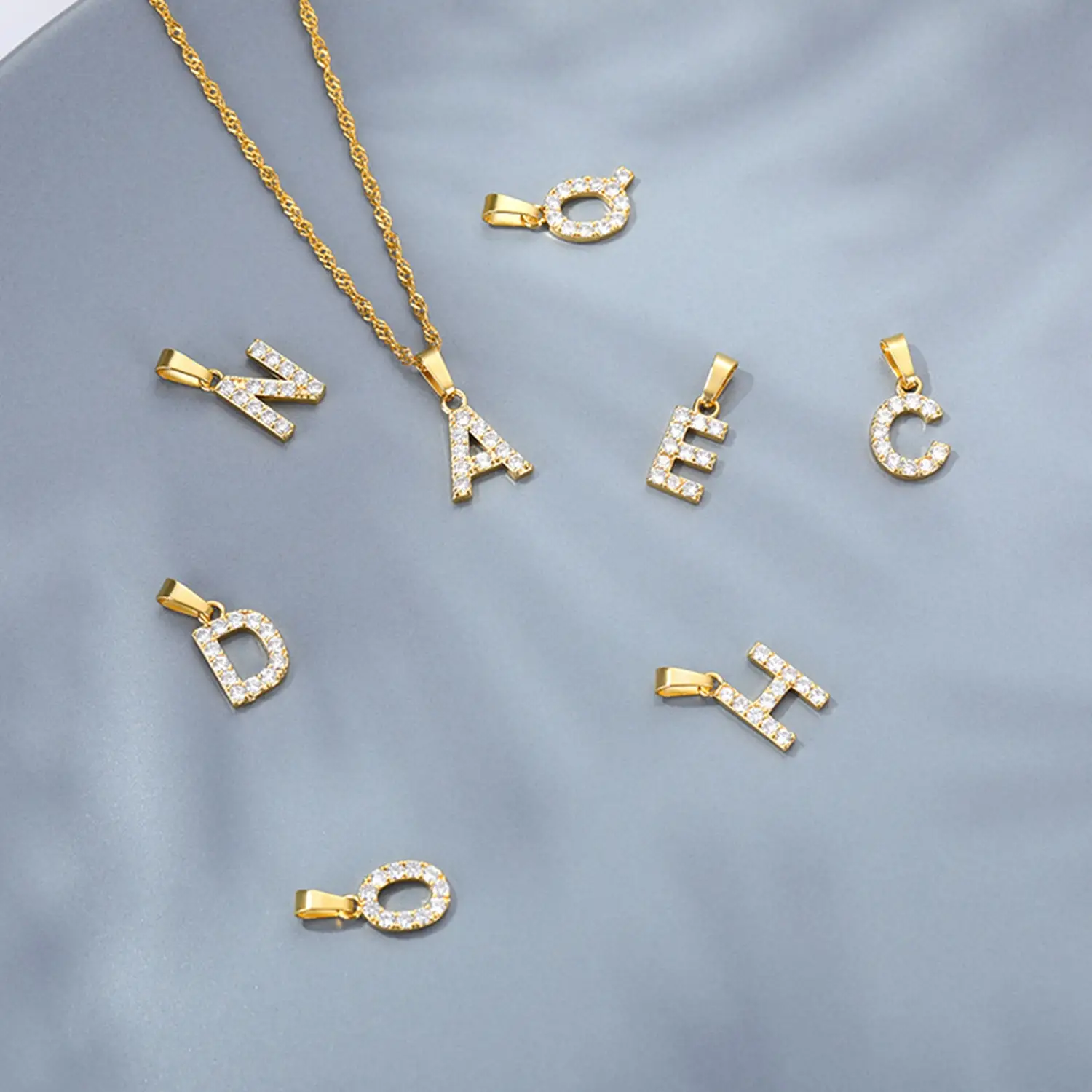 Stainless Steel Zircon Water Wave Necklace 40mm — feature 13