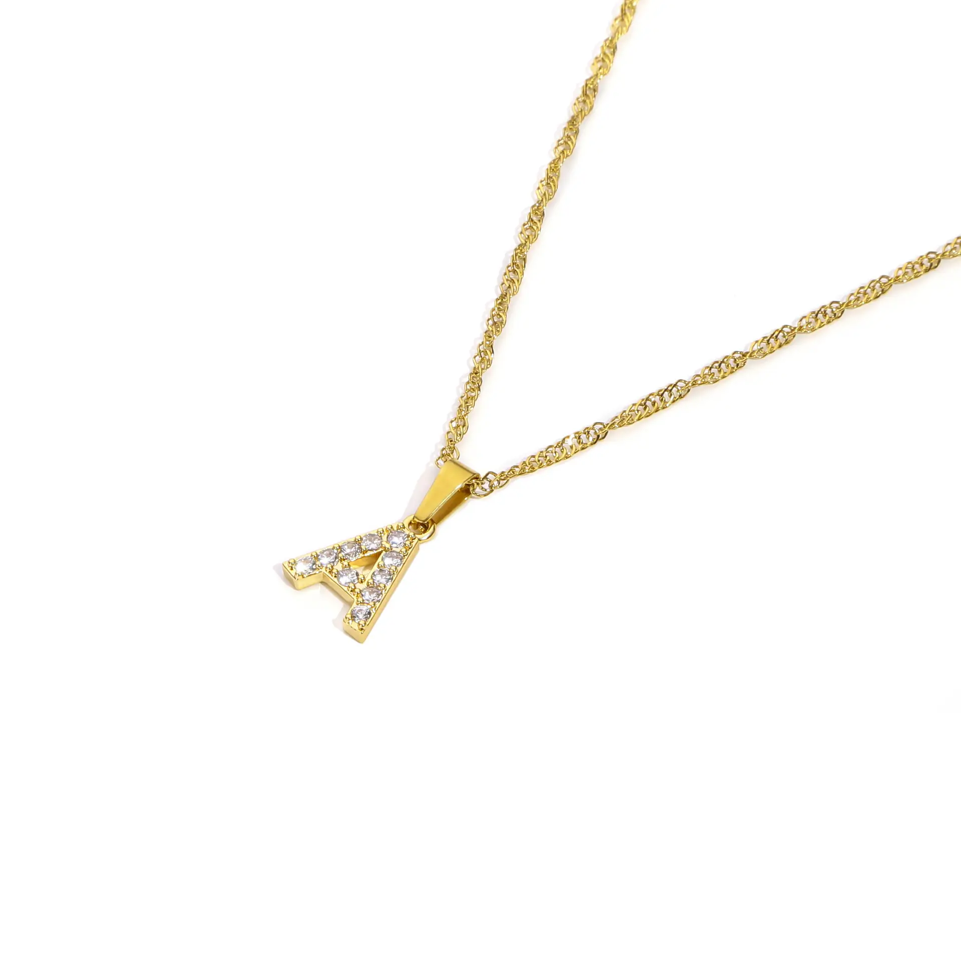 Stainless Steel Zircon Water Wave Necklace 40mm — feature 4