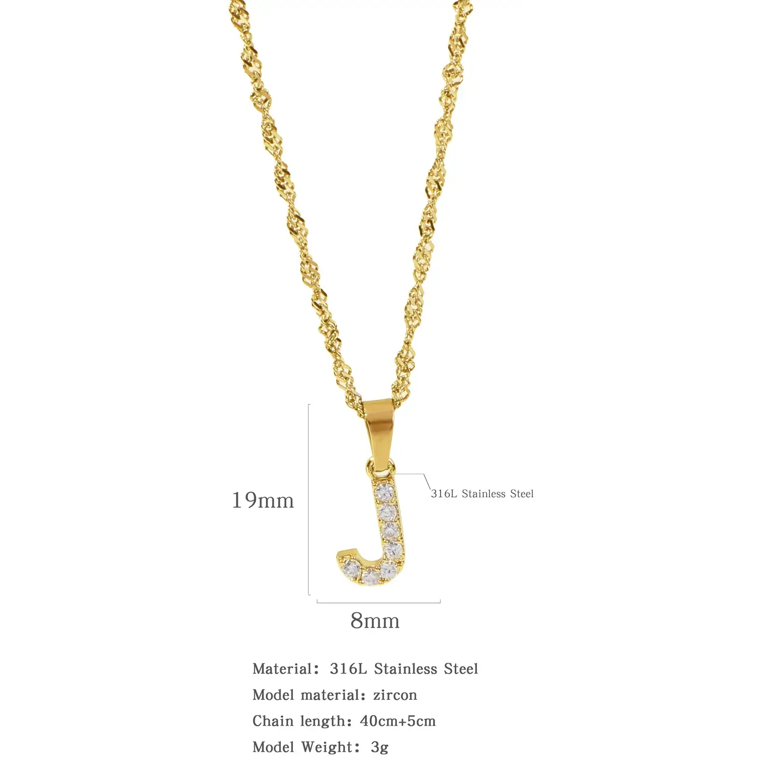 Stainless Steel Zircon Water Wave Necklace 40mm - Image 9