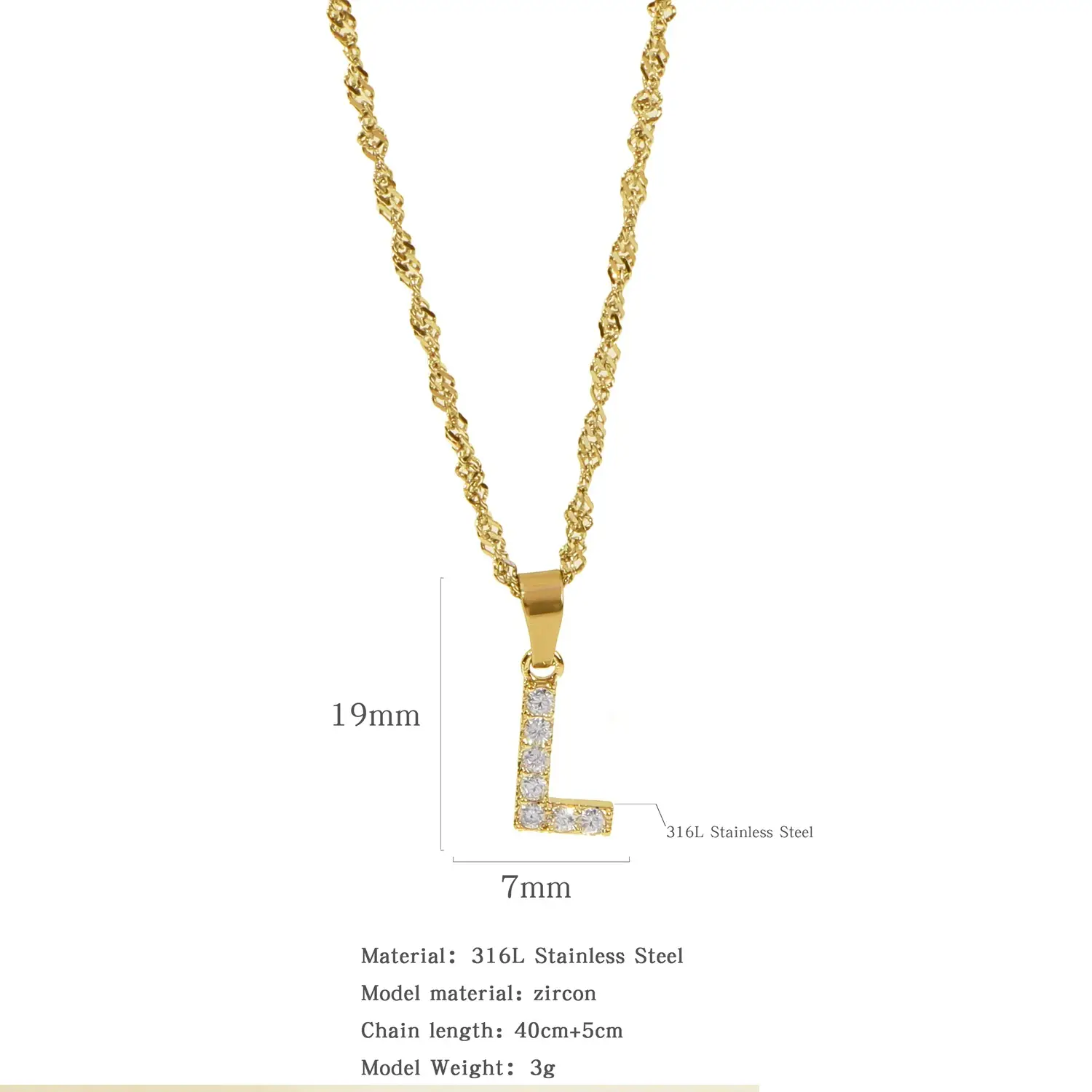 Stainless Steel Zircon Water Wave Necklace 40mm - Image 11