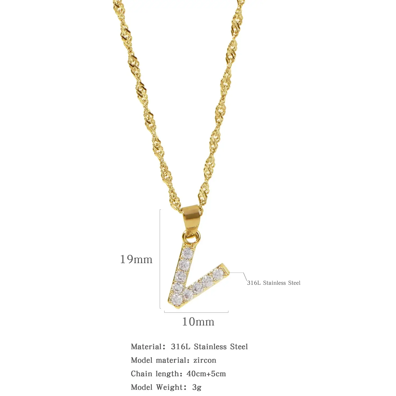 Stainless Steel Zircon Water Wave Necklace 40mm - Image 21