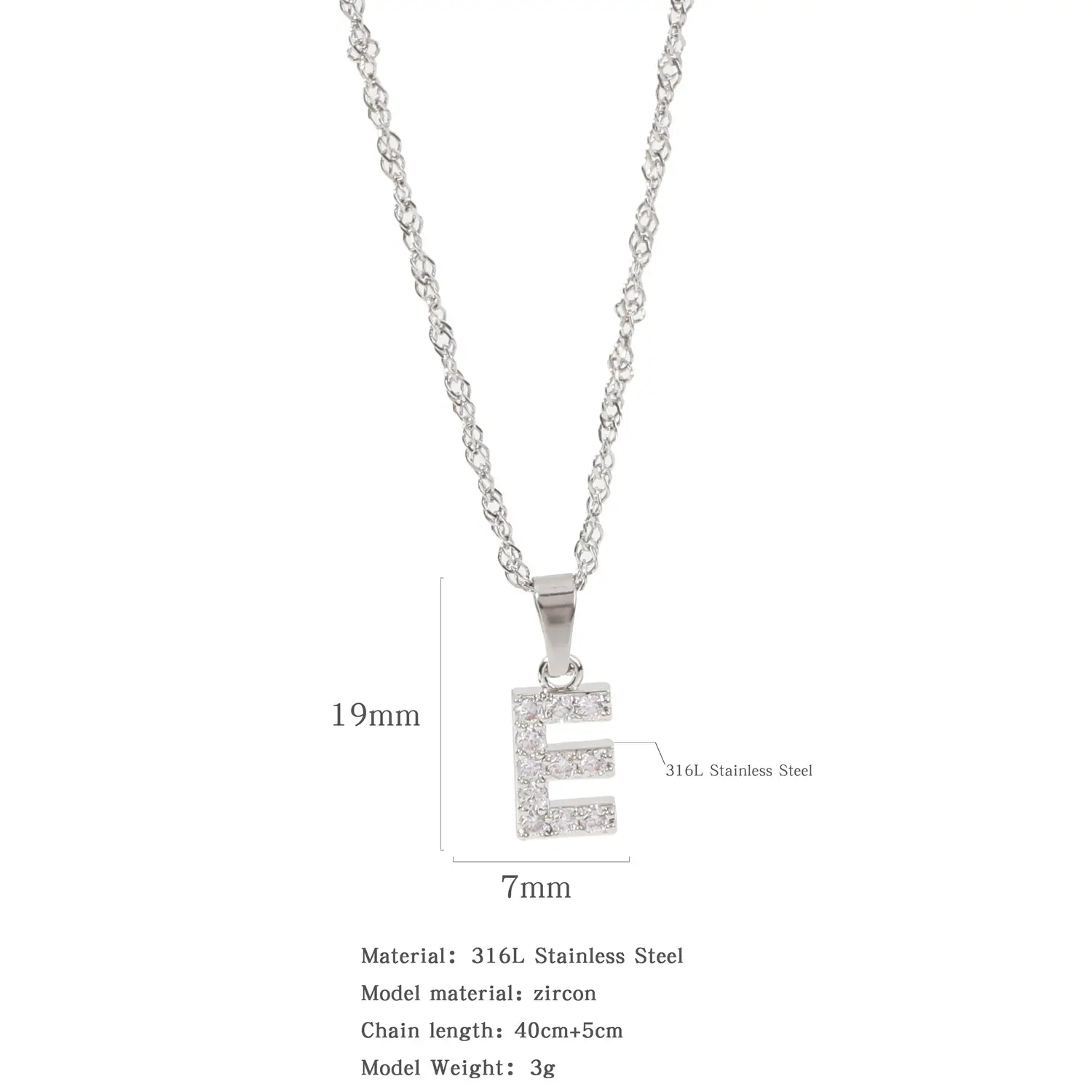 Stainless Steel Zircon Water Wave Necklace 40mm - Image 28