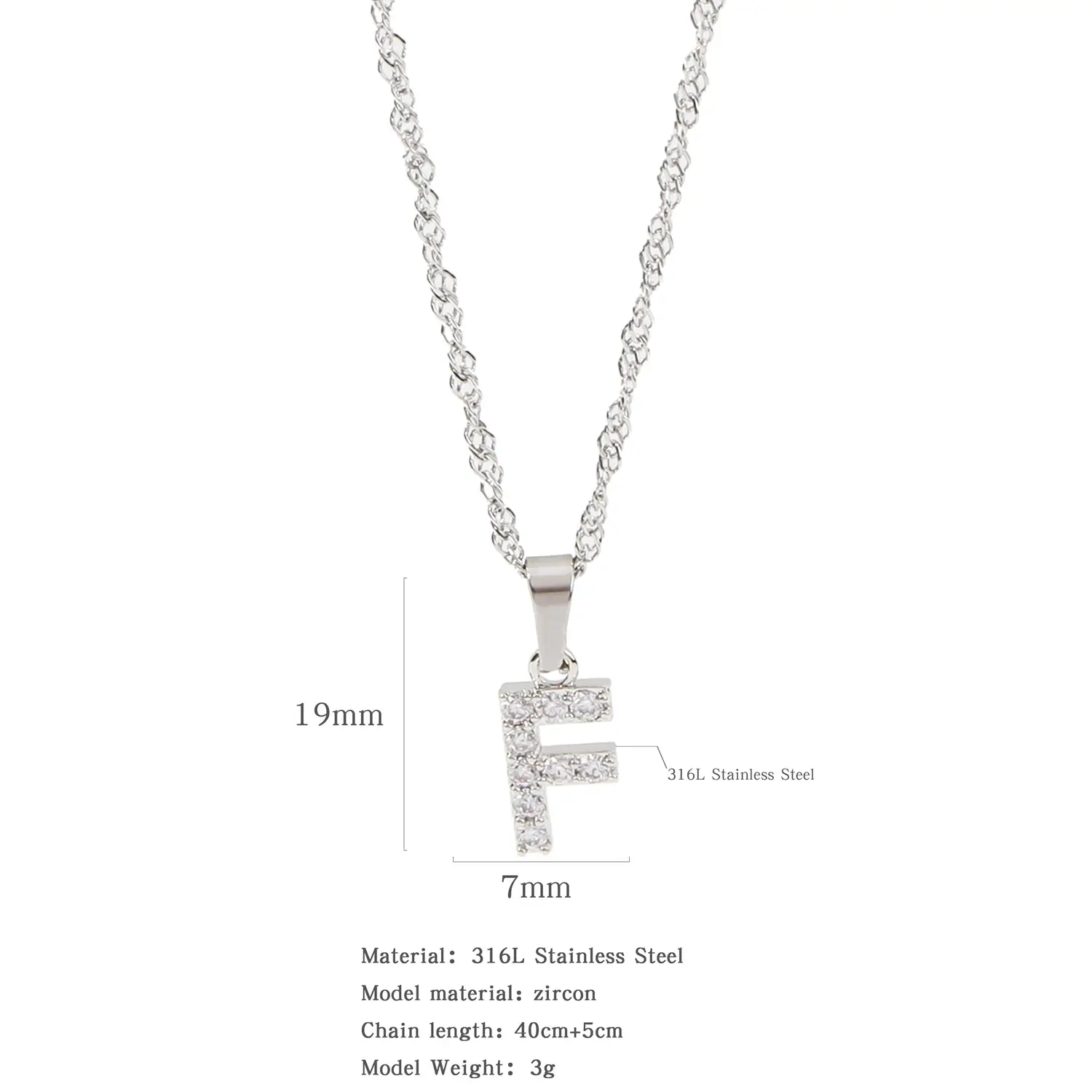 Stainless Steel Zircon Water Wave Necklace 40mm - Image 29