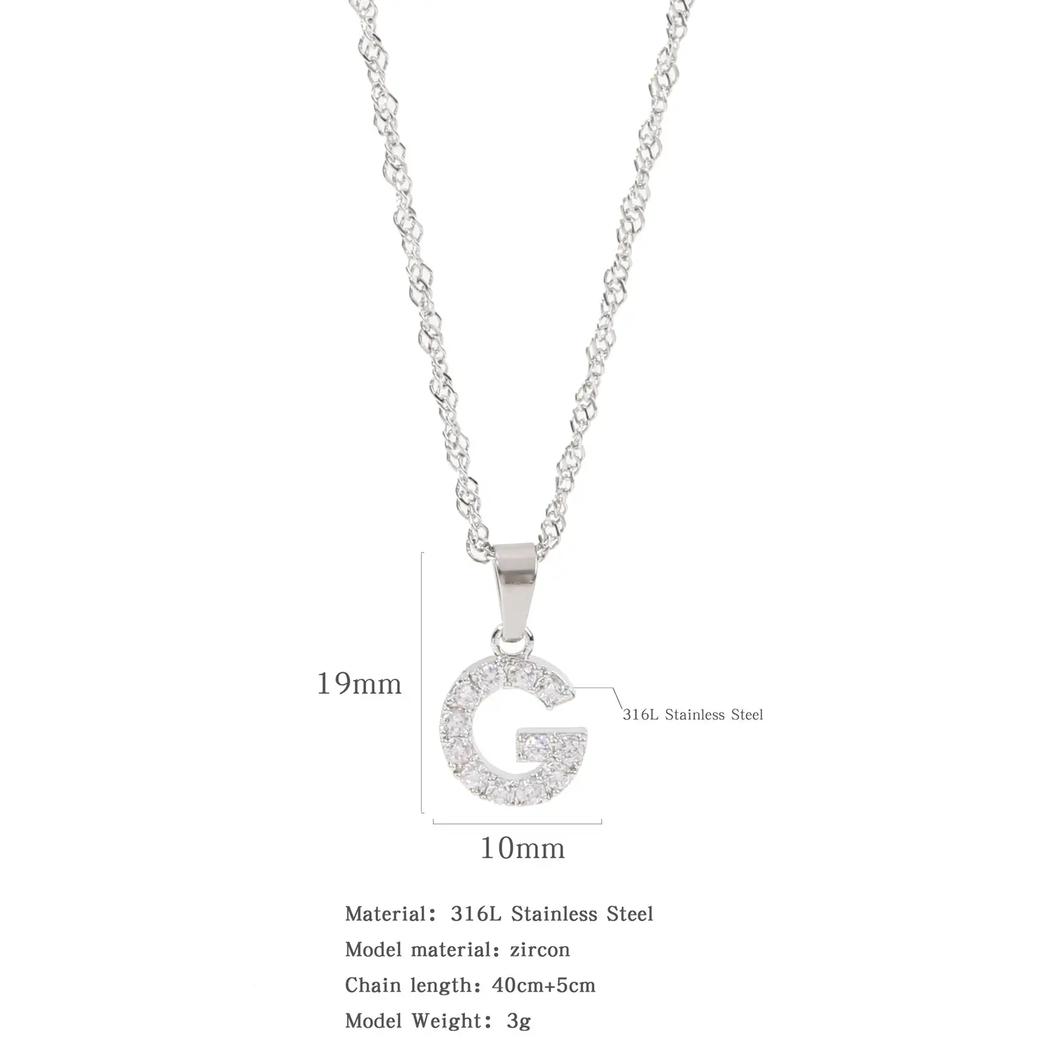 Stainless Steel Zircon Water Wave Necklace 40mm - Image 30