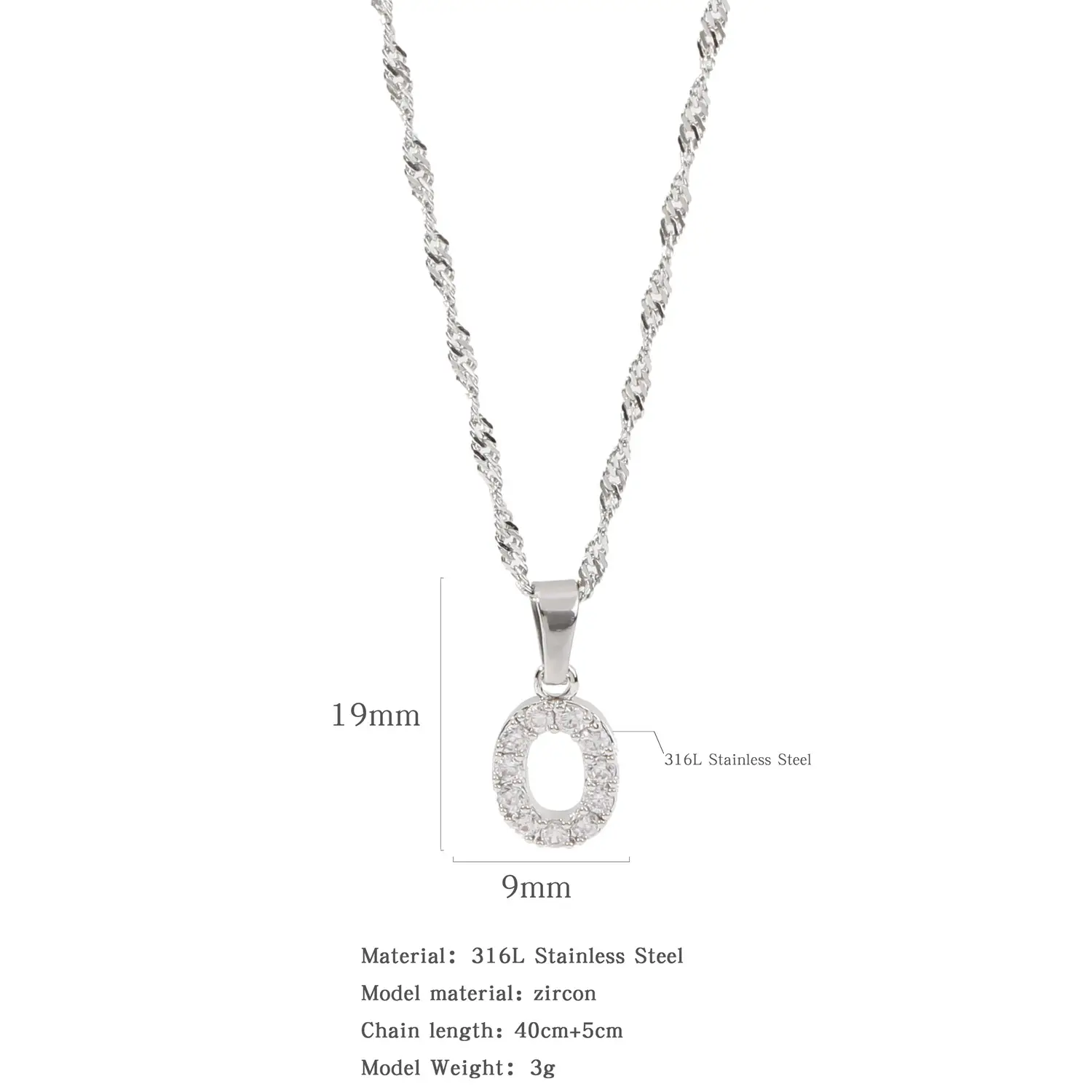 Stainless Steel Zircon Water Wave Necklace 40mm - Image 37