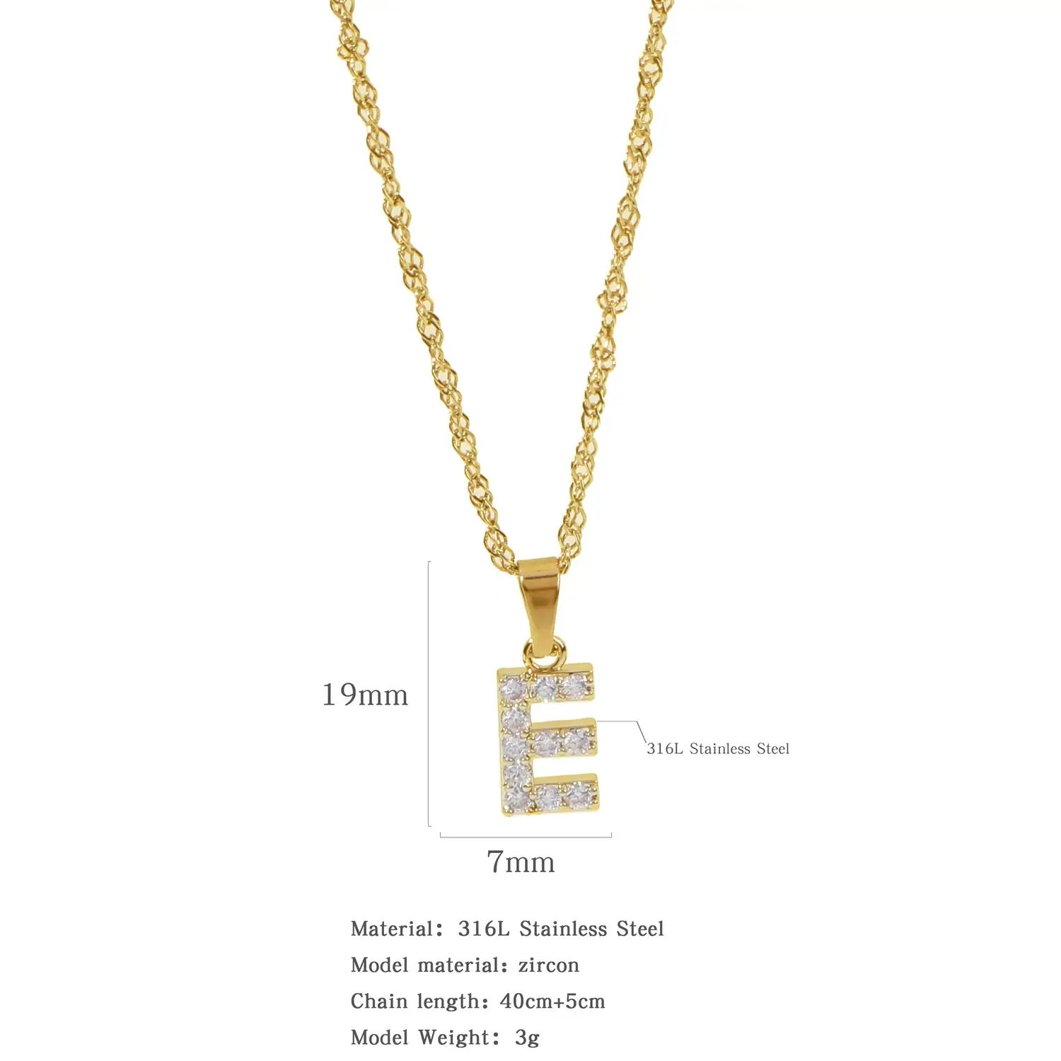 Stainless Steel Zircon Water Wave Necklace 40mm - Image 4