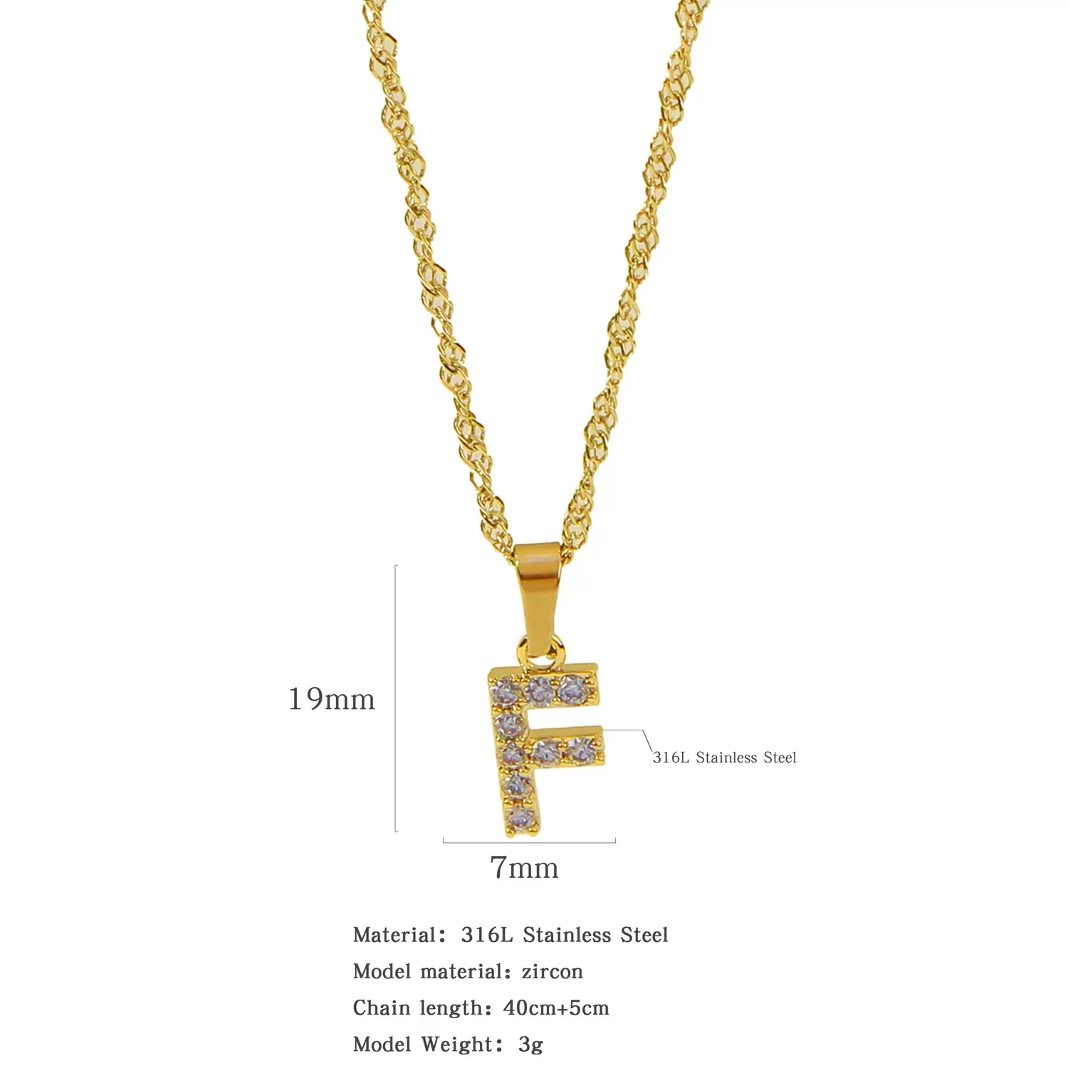 Stainless Steel Zircon Water Wave Necklace 40mm - Image 5