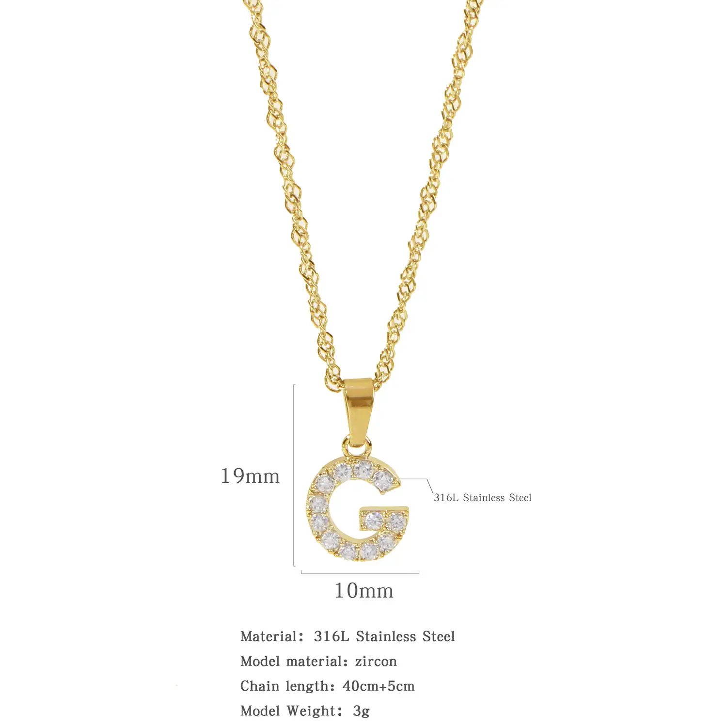 Stainless Steel Zircon Water Wave Necklace 40mm - Image 6