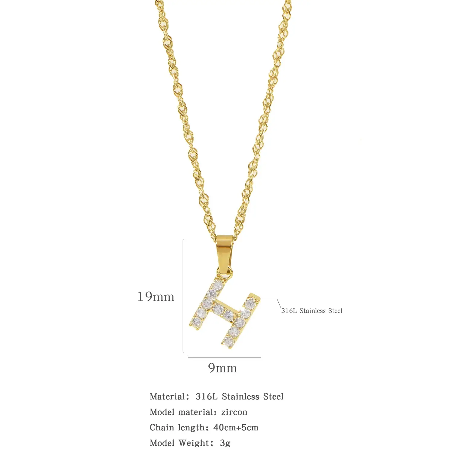 Stainless Steel Zircon Water Wave Necklace 40mm - Image 7