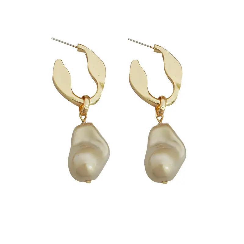 Vintage Pearl Dangle Earrings Gold Plated