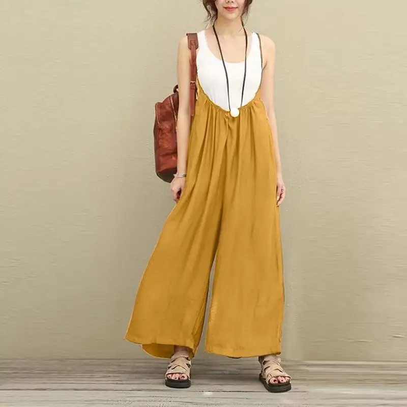2023 Cotton Wide Leg Jumpsuit Black Cotton Women — feature 7