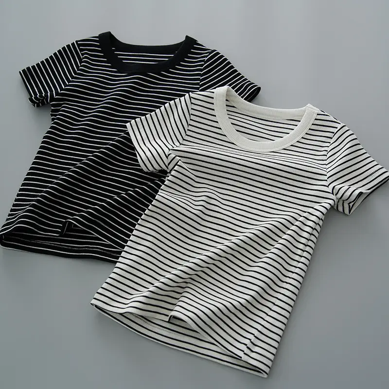 Striped Cotton T-Shirt for Boys Girls Large Summer - Image 3