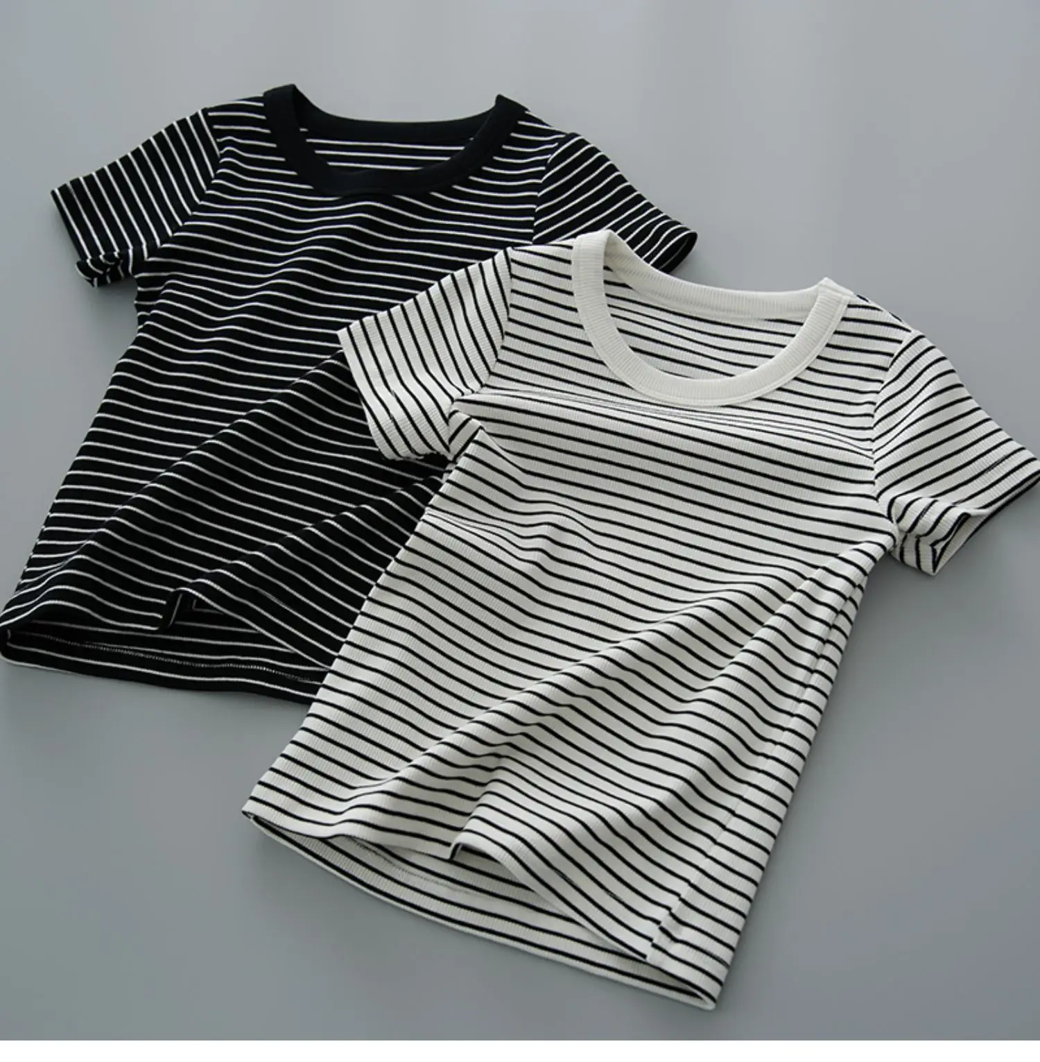 Striped Cotton T-Shirt for Boys Girls Large Summer — feature 3