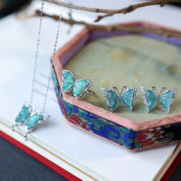 Natural Blue Jade Earrings with 14K Gold Plating — feature 11