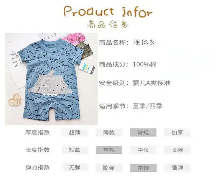 Baby's Blue Shark Print Cotton Shorts Set — feature 2