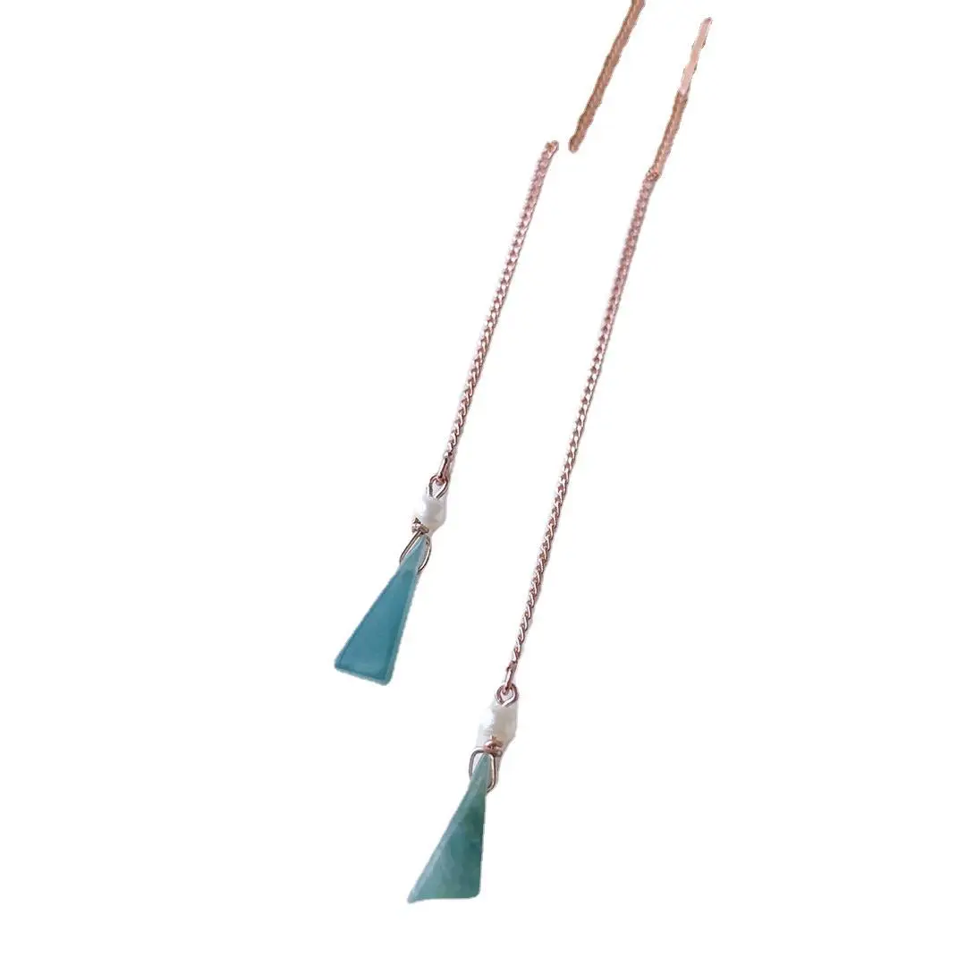 Ice Blue Jadeite Water Earrings with Pearls 14K Gold